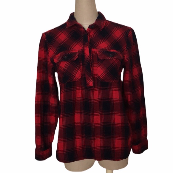 Alya Tops - Alya 🛍️ Plade Red & Black Long Sleeve Sz S